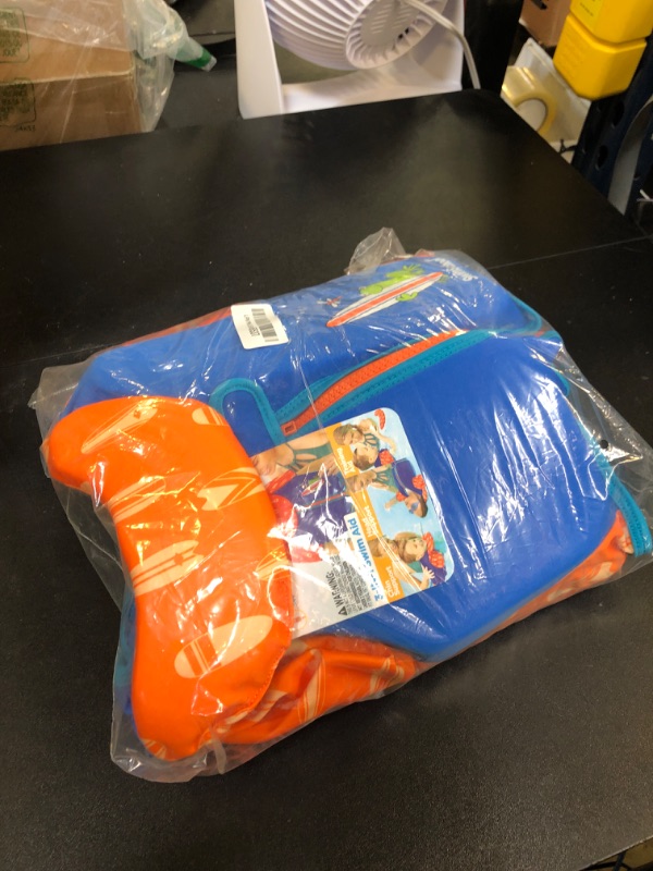 Photo 1 of SwimSchool Swim Trainer - Small/Medium - Swim Vest with Shoulder Sleeves, Adjustable Safety Strap, and Removable Chin-Up Collar -Blue/Orange