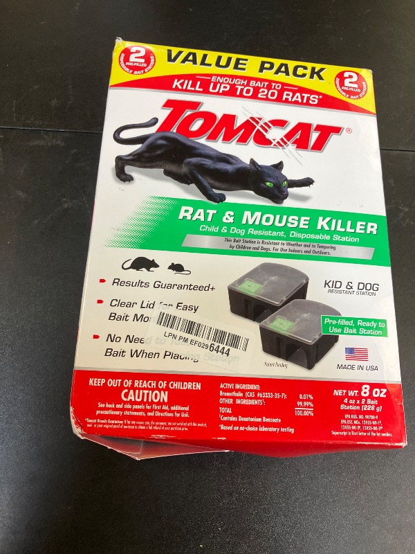 Photo 1 of Tomcat Rat and Mouse Killer Disposable Stations for Indoor/Outdoor Use: Child and Dog Resistant, Pre-Filled, Easy Monitoring, 2-Pack