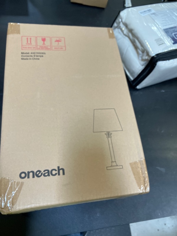 Photo 1 of Oneach Modern Gold Brass Table Lamp Set of 2 for Bedroom Living Room 19.5'' Traditional Bedside Desk Nightstand Buffet Candlestick Samll Lamps with White Drum Shade