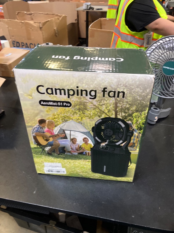 Photo 1 of Misting Fan Portable Camping Fan 42800mAh Rechargeable with Remote Control, 3 LED Light & Stepless Speed Control & Cooling Spray with 6L Bucket, Timer Function, Portable Handle, Rotating Hanging Hook