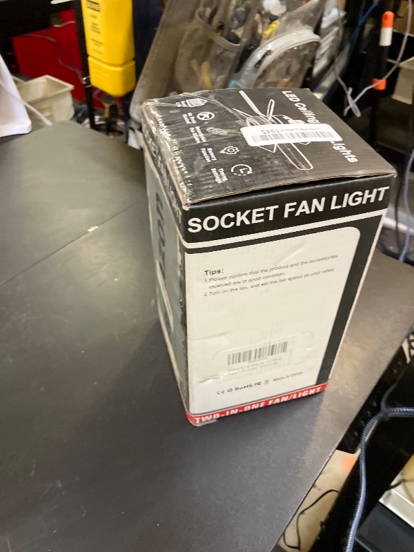 Photo 1 of Fanspex 20.5'' Socket Fan Light with Memory Function, 5 Fan Speeds with Adjustable Light for Bedroom, Kitchen, Living Room, 8 Hours Timer, Black (Remote Need Paired Before Use)