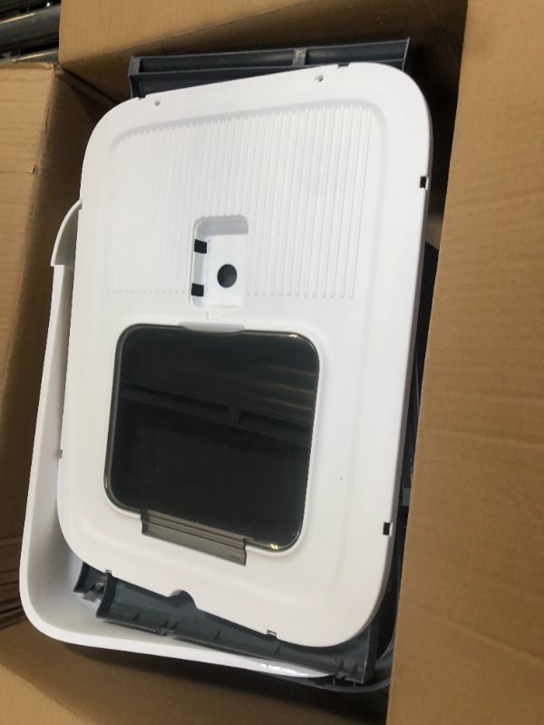 Photo 1 of LCZLBRRD Upgraded Fully Enclosed Cat Litter Box with Lid, Covered Cat Box Enclosure, Anti-Splashing Easy to Clean Kitty Litter Boxes with Drawer, 3 Modes can Use from Kitten to Adult(White&Grey)