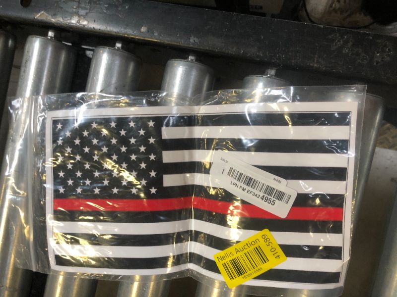 Photo 1 of Large Firefighter Thin Red Line Flag Sticker Vinyl Decal for Car Truck Window Bumper Sticker Support for Firemen Fire Department (10x6 Inch)