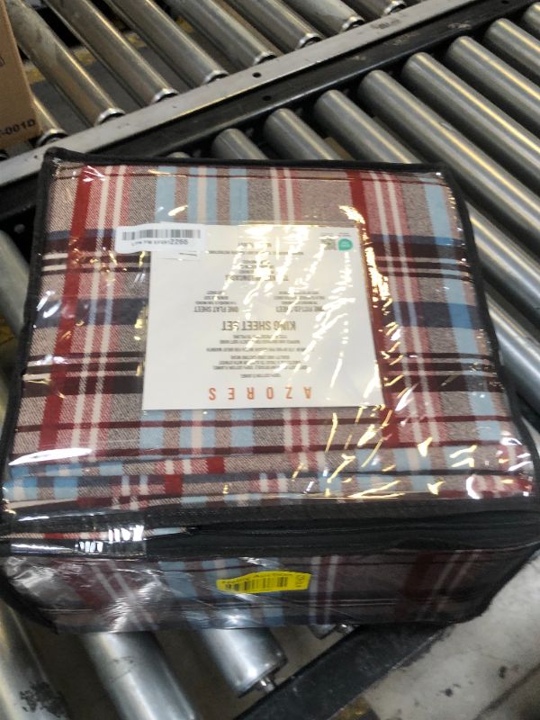 Photo 1 of Tribeca Living Brentwood Plaid Flannel King Sheet Set, Super Soft 100% Cotton, Extra Deep Pockets, Brown