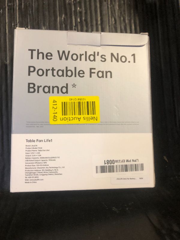Photo 1 of JISULIFE Desk Fan Battery Rechargeable, 4500mAh 180°Foldable Portable Personal Fan, 4 Speeds Adjustable Long Battery-life for Home Office Travel Outdoor Gifts for Women Men-White