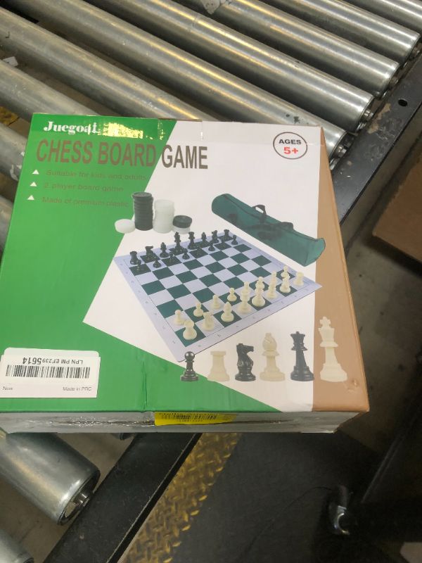 Photo 1 of Juegoal 20" Portable Chess & Checkers Set, 2 in 1 Travel Board Games for Kids and Adults, Folding Roll up Chess Game Sets, Extra 26 Checker Pieces, Tournament Thick Mousepad Mat with Storage Bag