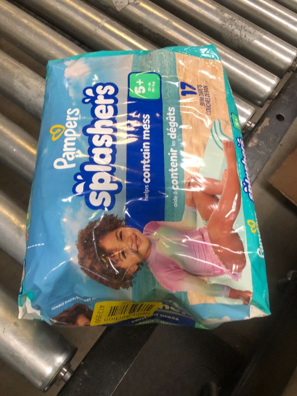Photo 1 of Pampers Swim Diapers - Splashers - Size 5+, 17 Count, Gap-Free Disposable Baby Swimming Pants