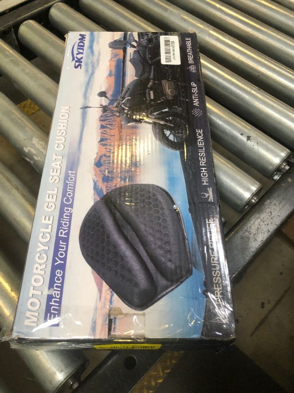 Photo 1 of SKYJDM Foldable Motorcycle Gel Seat Cushion, Large 3D-Honeycomb Structure Shock Absorption & Breathable Motorcycle Gel Seat Pad for Long Rides (L)