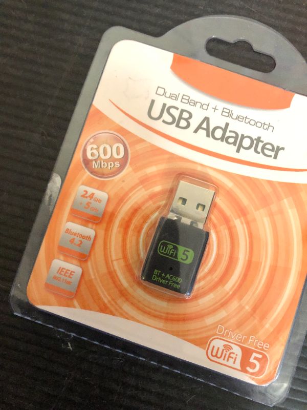 Photo 1 of USB WiFi Bluetooth Adapter, 600Mbps Dual Band 2.4/5Ghz Wireless Network External Receiver, Mini WiFi Dongle for PC/Laptop/Desktop