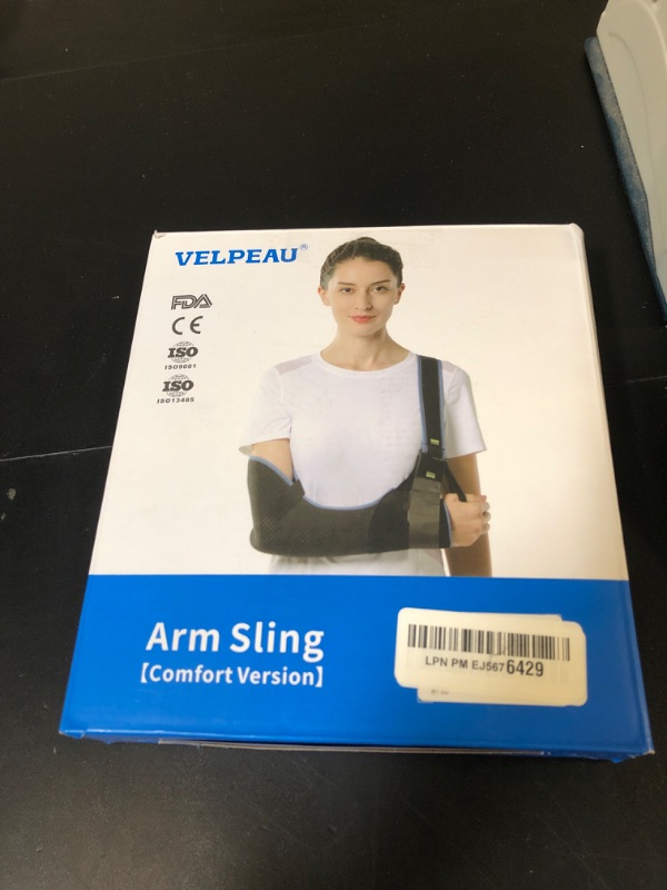 Photo 1 of VELPEAU Arm Sling Shoulder Immobilizer for Women and Men, fit Left or Right Arm - Rotator Cuff Support Brace -Medical Sling for Shoulder, Clavicle, Elbow Injury (Comfort type, Medium: Bust 29.5?-33.5?)