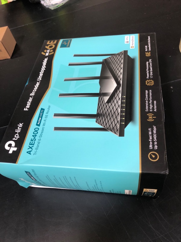 Photo 1 of TP-Link AXE5400 Tri-Band WiFi 6E Router (Archer AXE75)- Gigabit Wireless Internet Router, ax Router for Gaming, VPN Router, OneMesh, WPA3, Black