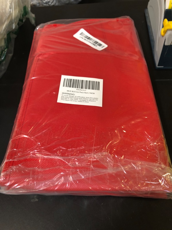 Photo 1 of musbus 2-Pack XL-Large Insulated Grocery Shopping Bags, Red, Reusable, Heavy Duty, Zipped Zipper,Collapsible,Tote,Cooler,Groceries,for car,Recycled Material Warm Foldable Bag…