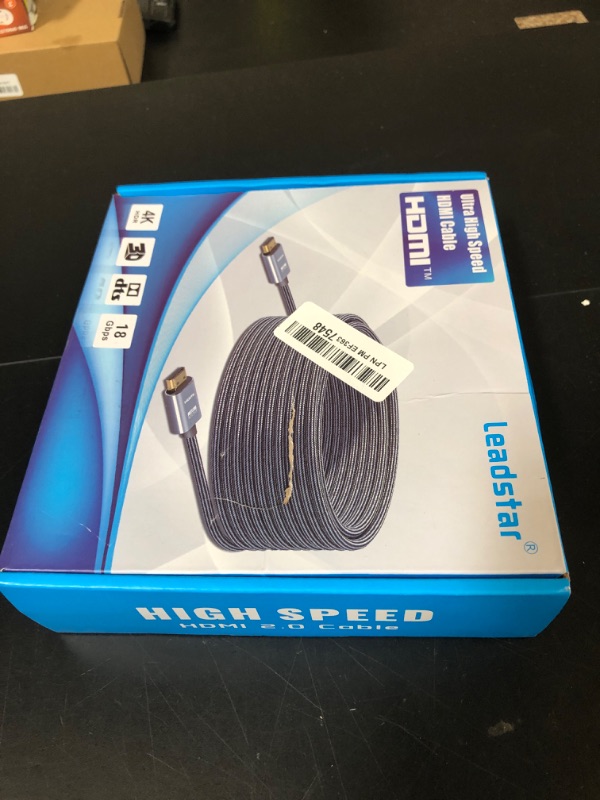 Photo 1 of LEADSTAR HDMI Cable 4K 60 ft with Signal Booster, High Speed HDMI Cord Braided | Ultra HD, 1080p, ARC, 3D, HDCP 2.2 | for Xbox, PS5, TV, Laptop, Monitor