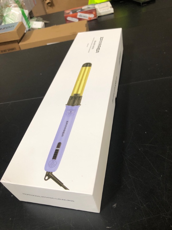 Photo 1 of Rotating Curling Iron, ZAVAREA 1 1/4 Inch Automatic Curling Iron Self Curling Wand with Extra Long Barrel for Medium and Long Hair, Dual Voltage Auto Rotating Hair Curler for Curls and Waves