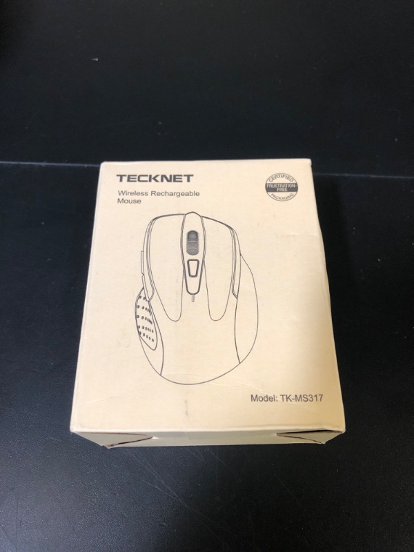 Photo 1 of TECKNET Rechargeable Jiggler Wireless Mouse (BT5.0/3.0 & 2.4G) 4800 DPI Silent USB A & Bluetooth Mouse 6 Buttons, Wide Compatibility - Black