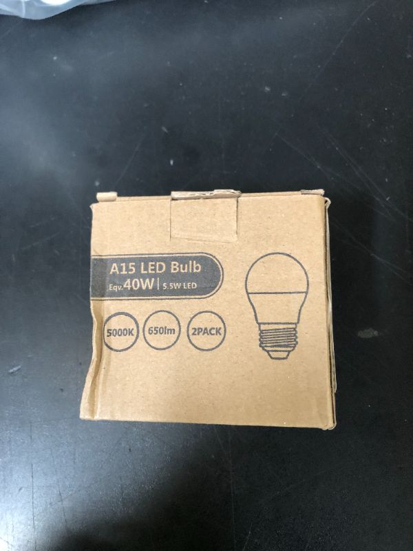 Photo 1 of DEGNJU LED Refrigerator Light Bulb, 40 Watt Equivalent, 120V, Fridge Light Bulb 5000K Daylight White, A15 Appliance Bulb 5.5W for Freezer, 650LM, E26 Standard Base, 120V, Non-Dimmable, 2 Pack