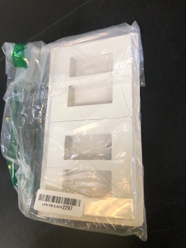 Photo 1 of CML Screwless Decorator Wall Plate, 2 Gang Outlet Covers, 4 Pack Decorative Light Switch Plates, Hidden Screw Smooth Face, Standard Size 4.68” X 4.72”, UL Listed, White