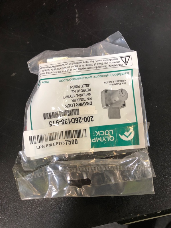 Photo 1 of Olympus Lock 200DW Deadbolt | 1-3/8" Chrome Key Lock US26D | NATL KA915 Easily Rekeyable Drawer Lock, Keyed Alike | Grade 1 Vertical Deadbolt | Door Lock for Drawers