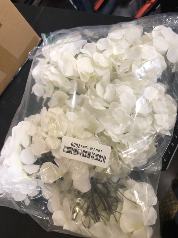 Photo 1 of Flojery Silk Hydrangea Heads Artificial Flowers Heads with Stems for Home Wedding Decor,Pack of 10 (White)