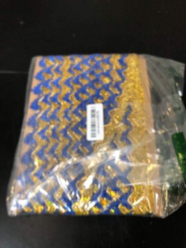 Photo 1 of Length15 Yards?Width4cm/1.97Inch, Gold Royal Blue Sequin lace Trim Craft Ribbon Decorated Gimp Trim for Wedding Bridal, Performance Costumes or Jewelry, Crafts and Sewing ?Gold & Royal Blue?