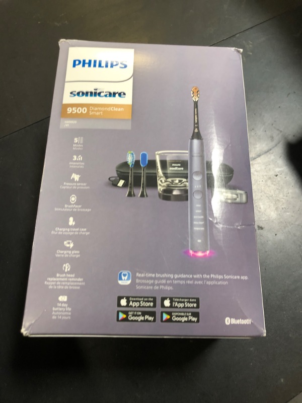 Photo 1 of Philips Sonicare DiamondClean Smart 9500 Electric Toothbrush, Sonic Toothbrush with App, Pressure Sensor, Brush Head Detection, 5 Brushing Modes and 3 Intensity Levels, Grey, Model HX9923/41