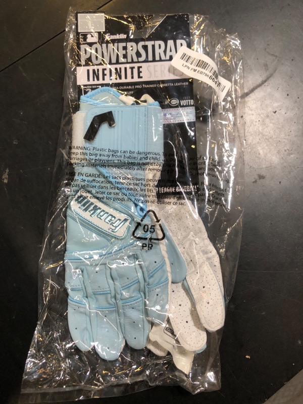 Photo 1 of Franklin Sports MLB Batting Gloves - Infinite Powerstrap Baseball + Softball Batting Gloves -Durable Full Wrap Cage Practice Gear - Long Cuff Wrist + Heavy Duty Leather - Youth Large - C. Blue