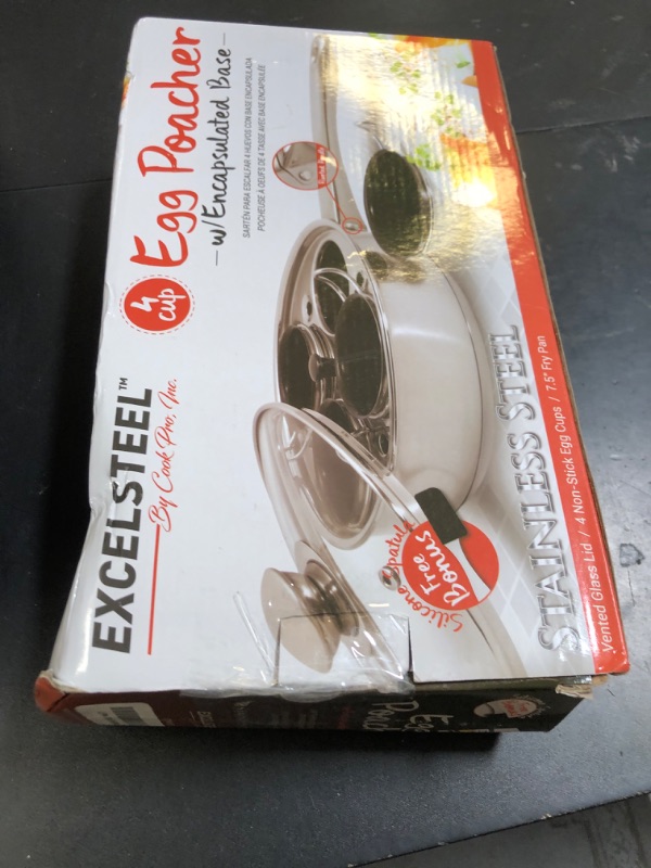 Photo 1 of EXCELSTEEL Non Stick Easy Use Rust Resistant Home Kitchen Breakfast Brunch Induction Cooktop Egg Poacher, 4 Cups, 18/10 Stainless Steel