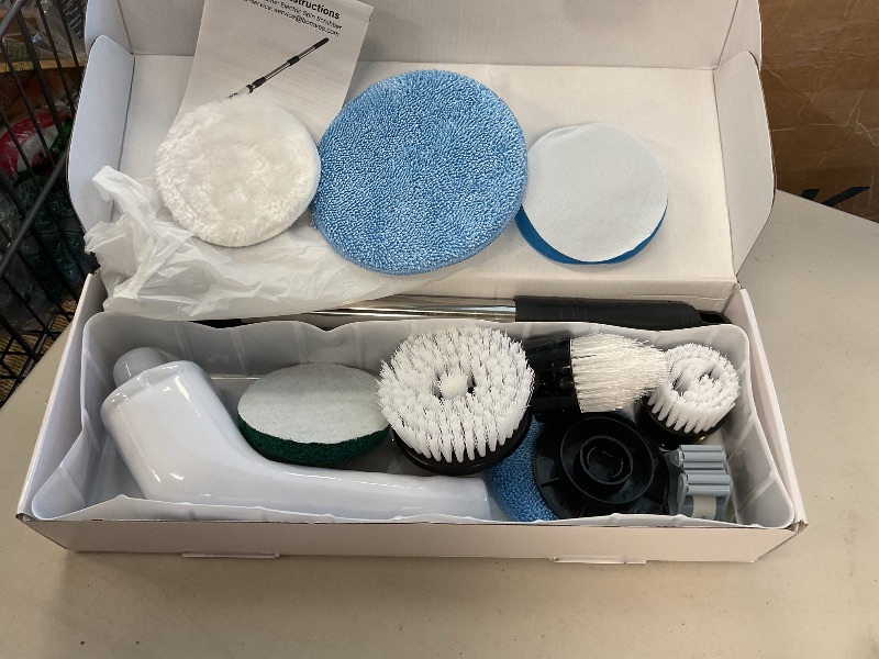 Photo 1 of Bomves Electric Spin Scrubber, Cordless Cleaning Brush Scrubber for Home, 400RPM/Mins-8 Replaceable Brush Heads-90Mins Work Time, 3 Adjustable Size, 2 Speeds for Bathroom Shower Bathtub Glass Car