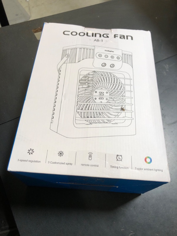 Photo 1 of Portable Air Conditioner, LEAEYFE 3 Higher Speeds With 1200ml Extra Large Water Tank, 7 Color Lights 2/8 Hour Timer, 120° OscillatingCooling Fan For Desk, Home, Bed and Living Room