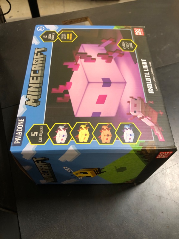 Photo 1 of Paladone Minecraft Axolotl Light, Five Color Modes, Minecraft Lamp to Decorate Your Gaming Desk or Night Stand