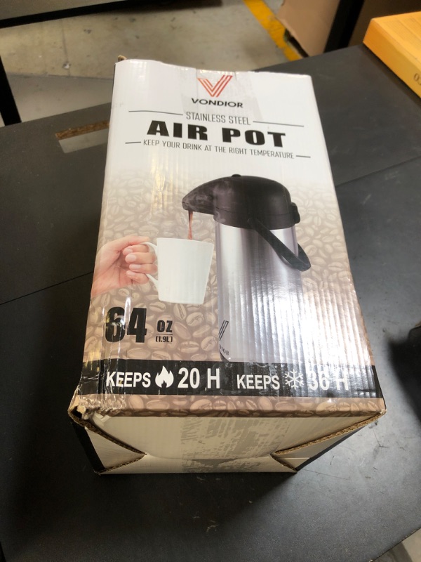 Photo 1 of 64 Oz Airpot Coffee Dispenser with Pump, Insulated Thermal Coffee Carafe - Stainless Steel Hot Beverage Dispenser - Coffee Urn for Hot/Cold Water, Drink Dispenser for Parties