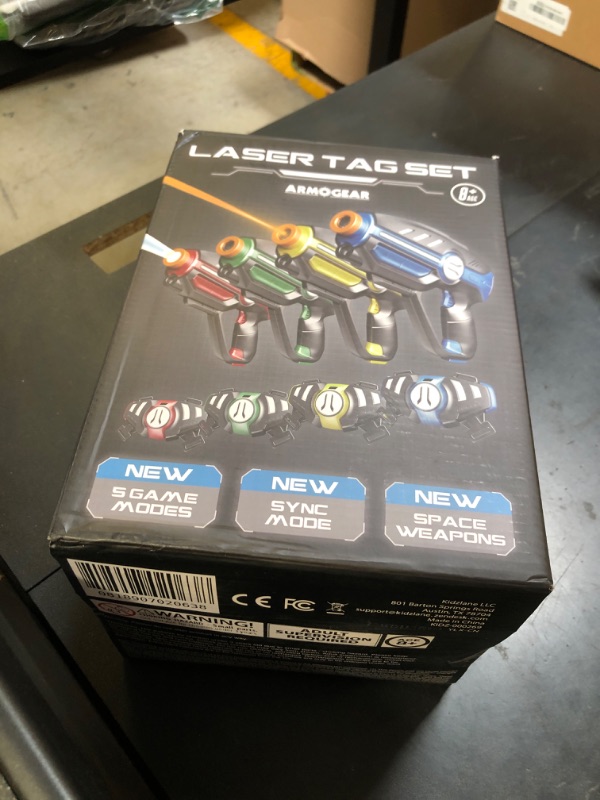 Photo 1 of Laser Tag Set for Kids, Teens & Adults - 4 Blasters + 4 Vest Sensors with 4 Multi-Game Modes - Fun Ideas Age 8+ Year Old Toys - Lazer Teen Boy Games - Boys & Girls Outdoor Teenage Group Activities
