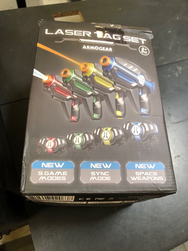 Photo 1 of Laser Tag Set for Kids, Teens & Adults - 4 Blasters + 4 Vest Sensors with 4 Multi-Game Modes - Fun Ideas Age 8+ Year Old Toys - Lazer Teen Boy Games - Boys & Girls Outdoor Teenage Group Activities