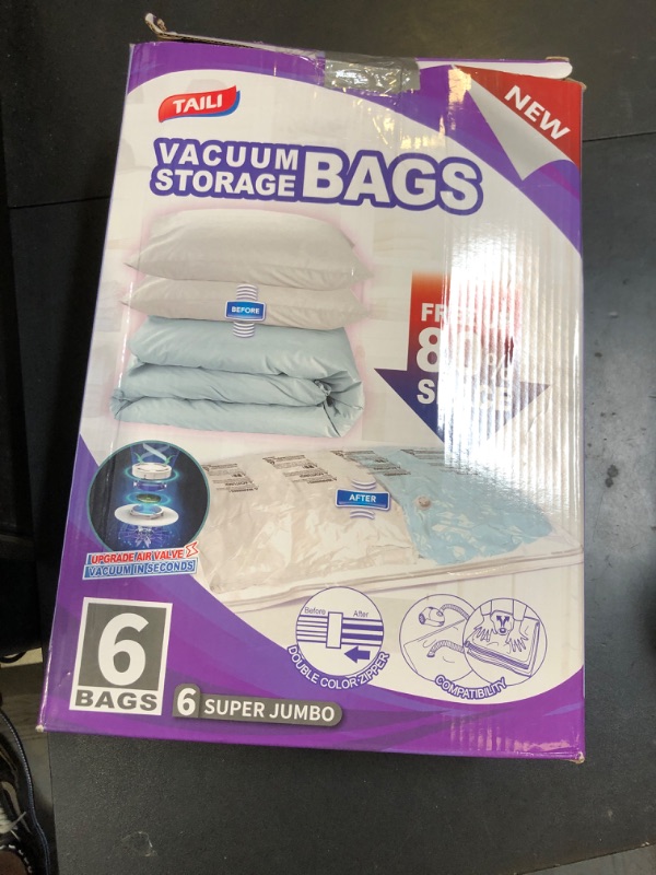Photo 1 of TAILI 6 Pack Vacuum Storage Bags for Comforter and Blankets, XXL Jumbo Vacuum Seal Bags for Bedding (47x39 Inch), Huge Space for Toy, Bedding, Pillows, Save More Closet Space