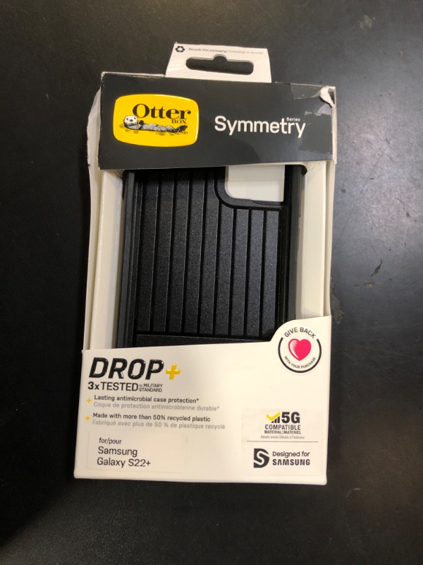 Photo 1 of OtterBox Galaxy S22+ Symmetry Series Case - Black, Ultra-Sleek, Wireless Charging Compatible, Raised Edges Protect Camera & Screen