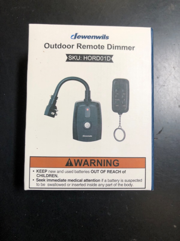 Photo 1 of DEWENWILS Outdoor Dimmer for String Lights with Remote Waterproof Plug-in Dimmer, 100FT Range, 150W Dimmable LED/300W Tungsten Bulbs, Dimmer Switch for Dimmable String Lights, FCC Certified