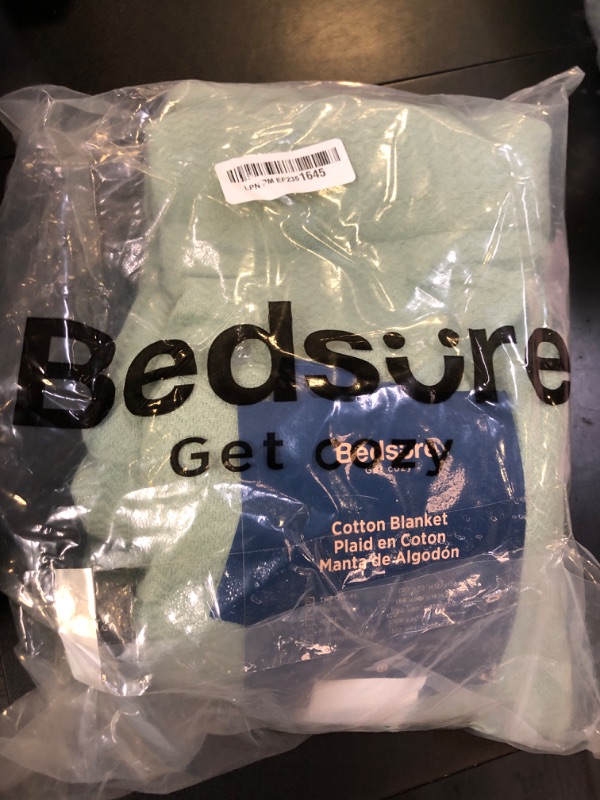 Photo 1 of Bedsure 100% Cotton Large Throw Blanket for Couch 50x70 inches - Breathable and Lightweight, Soft Cozy Herringbone Woven Cotton Throw for Summer, Sage Green Office Chair Blanket