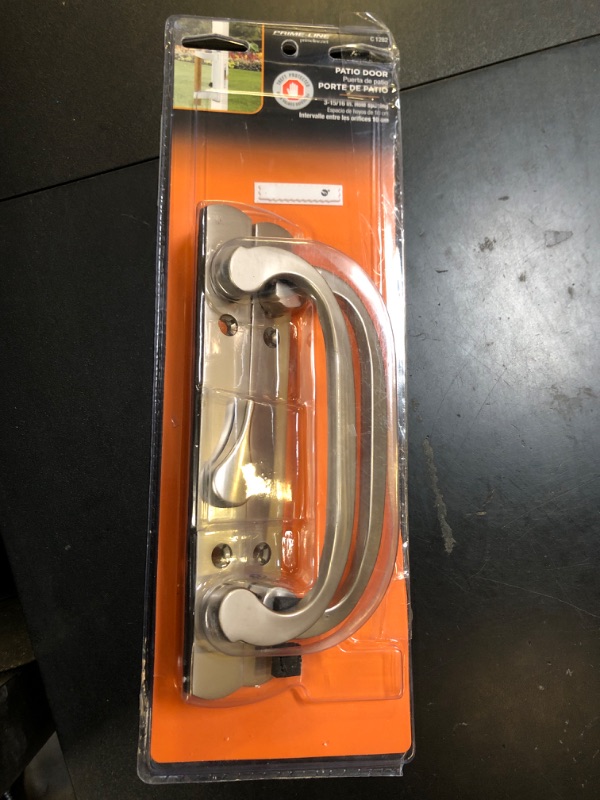 Photo 1 of Prime-Line C 1282 Mortise Style Sliding Patio Door Handle Set - Replace Old or Damaged Door Handles Quickly and Easily – Satin Nickel, Non-Keyed, Fits 3-15/16” Hole Spacing (1 Set)