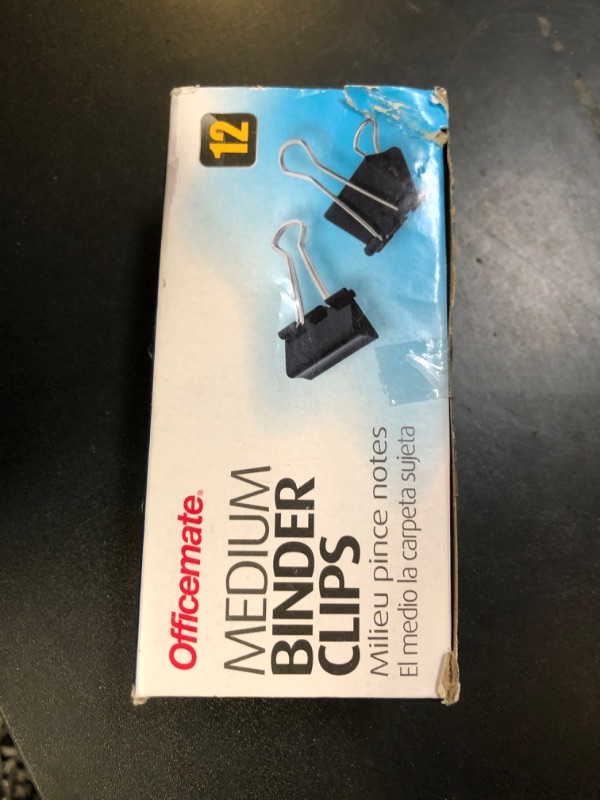 Photo 1 of Officemate International Corp. 99050 Binder Clips,Medium,1-1/4-Inch Wide,5/8-Inch Cap, 12/BX, Black/Silver