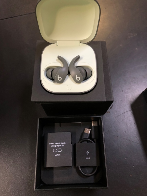 Photo 1 of Beats Fit Pro - True Wireless Noise Cancelling Earbuds - Apple H1 Headphone Chip, Compatible with Apple & Android, Class 1 Bluetooth®, Built-in Microphone, 6 Hours of Listening Time – Sage Gray