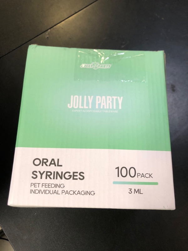 Photo 1 of JOLLY PARTY 100 Pack 3ml Syringes with Caps, 3cc Syringe without Needle, Small Oral Syringe with Tip Cap Individually Wrapped for Scientific Labs, Liquid Measuring, Pet Feeding, Oil & Glue Dispenser