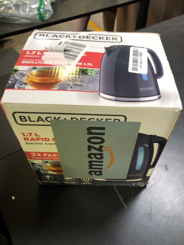 Photo 1 of BLACK+DECKER 1.7L Cordless Electric Kettle, KE1555GY, Water Window, Rapid Boil, Auto Shutoff, Grey