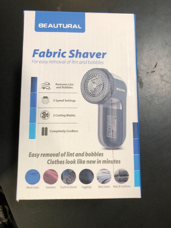 Photo 1 of BEAUTURAL Fabric Shaver and Lint Remover, Sweater Defuzzer with 2-Speeds, 2 Replaceable Stainless Steel Blades, Battery Operated, Remove Clothes Fuzz, Lint Balls, Pills, Bobbles Gray