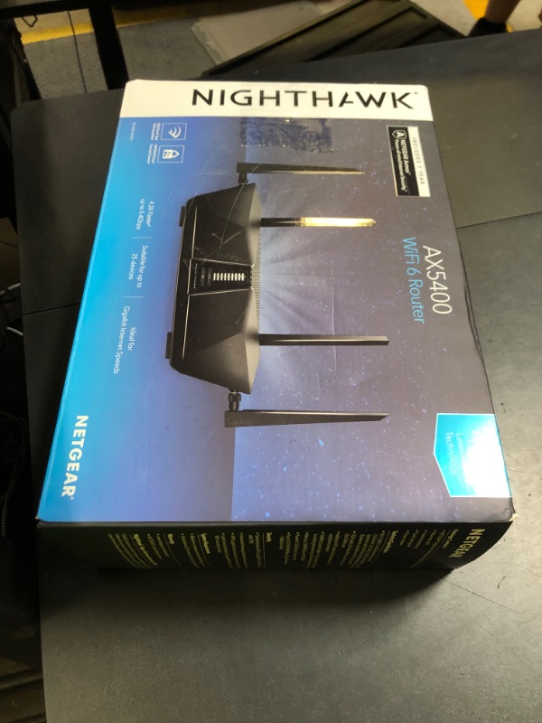 Photo 1 of NETGEAR Nighthawk 6-Stream Dual-Band WiFi 6 Router (RAX54S) – Security Features, AX5400 Wireless Speed, Up to 5.4 Gbps, Covers up to 2,500 sq. ft., 25 Devices - 1-Year Armor Subscription Included