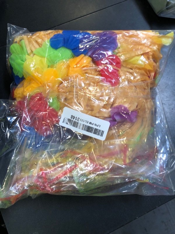 Photo 1 of 2 Sets Hawaiian Luau Hula Grass Skirt Girls Hawaii Party Hula Dancer Grass Skirt Headbands Set Beach Tropical Outfits(Straw Color, Mixed Color)
