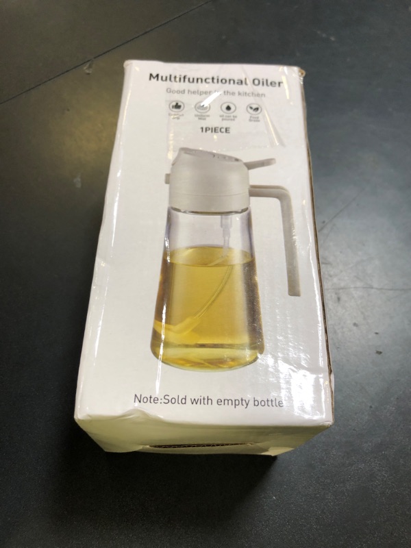 Photo 1 of 2 in 1 Oil Dispenser and Oil Sprayer, 470ml Dispenser Bottle Spray and Pour, Glass Olive Oil Sprayer for Cooking, Food-Grade Oil Spray Bottle Mister Spritzer for BBQ, Air Fryer, Kitchen (Creamy)
