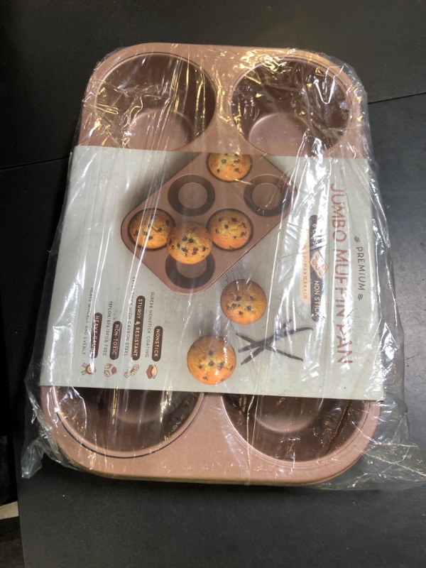 Photo 1 of HAPPIELS Non Toxic Nonstick 6 Cup Jumbo Muffin Pan | Large Cupcake Tin for Oven | Nontoxic Muffin Tins Big Size | PFOA Free Cupcakes Tray