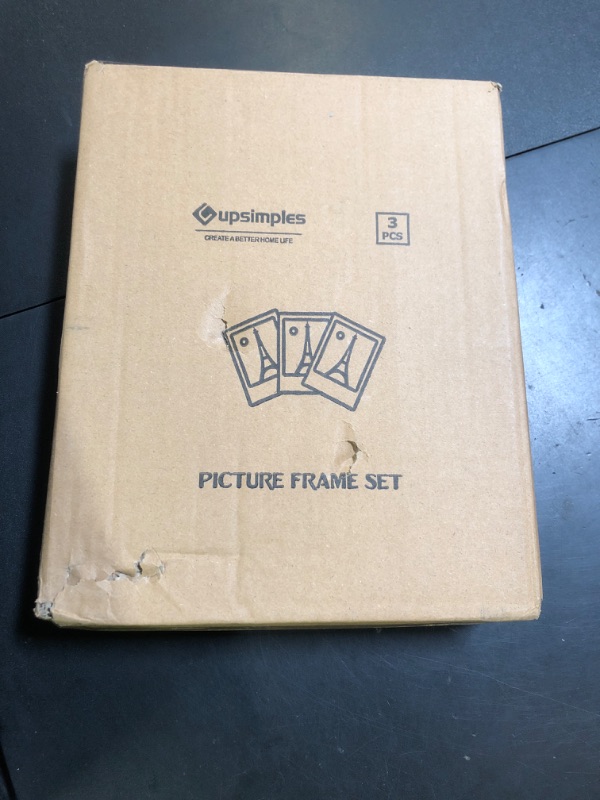 Photo 1 of upsimples 8x10 Picture Frame Set of 3, Made of High Definition Glass for 8 x 10, Wall and Tabletop Display Thin Border Photo Frames for Home Décor, Black