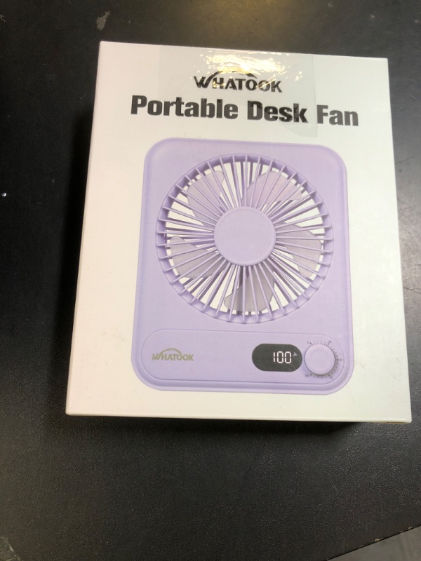 Photo 1 of WHATOOK Small Desk Fan Personal Fans: 2000mah 10 Hours Battery Office Quiet Mini Desktop Fan Portable Rechargeable Travel Essentials