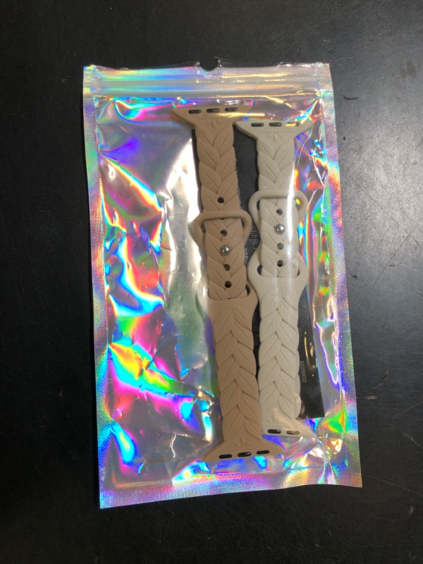 Photo 1 of JR.DM 2 Pack Engraved Silicone-Bands Compatible with Apple Watch Band 38mm 40mm 41mm 42mm 44mm 45mm 46mm 49mm, Slim Feminine Fashion Leaf Waterproof Strap,For iWatch Series 10 9 8 7 6 5 4 3 2 1 Women